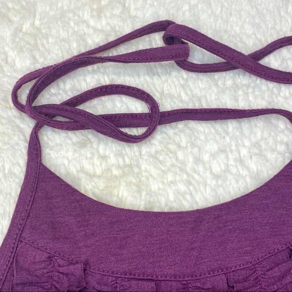 Rampage Women’s S Small Dark Purple Violet Ruffle Halter Tie Top Shirt Blouse - Picture 4 of 9